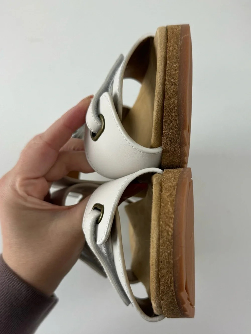 White Mountain Footbed Gelato Wedge Sandals Womens 10M White Leather NEW